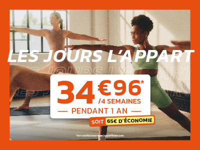  Offre Les Jours L’Appart Fitness avec 65 € d’économie sur un abonnement en salle de sport.