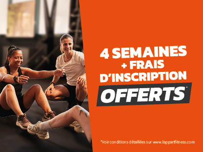  Offre de rentrée L’Appart Fitness : 4 semaines offertes et frais d’inscription offerts